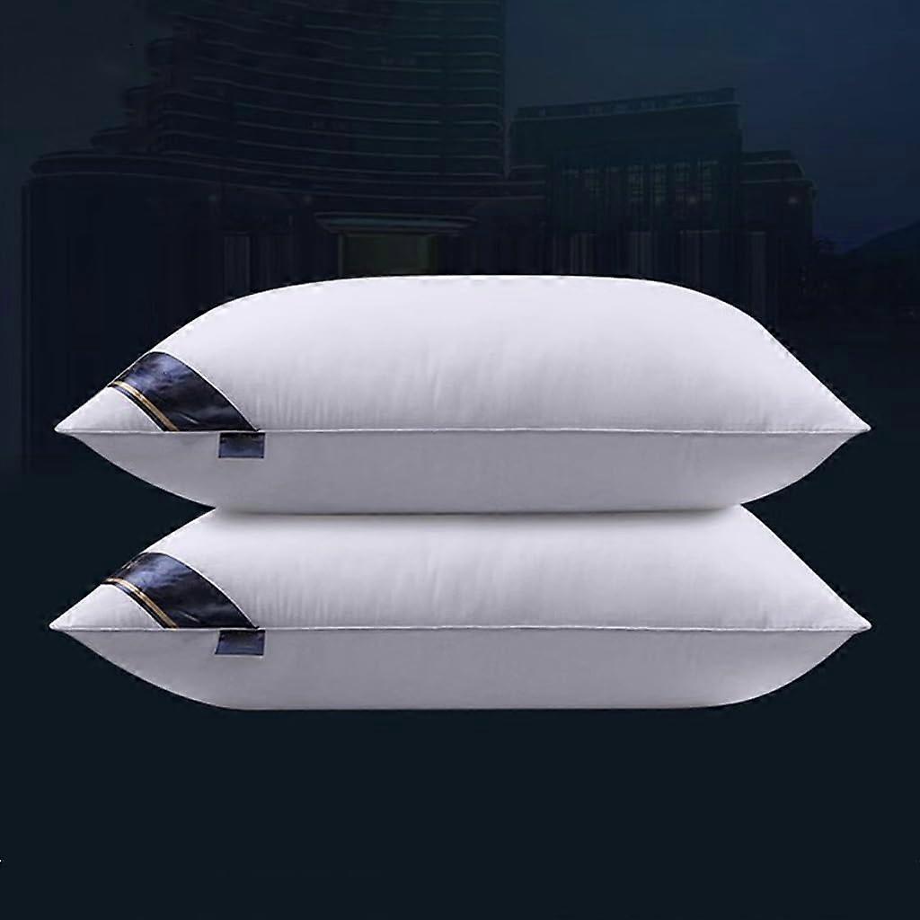 Soft Cotton Down Pillow Pair with Neck Alignment Support, Washable Breathable Loft Design