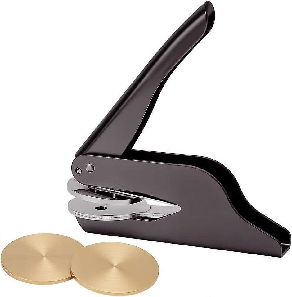 Hand Embosser Seal Stamp Book Embosser Set Blank Steel Library Embossing Seal Stamps Hand-Held Embossing Stamp with 2pcs Blank Steel Disc for Library 