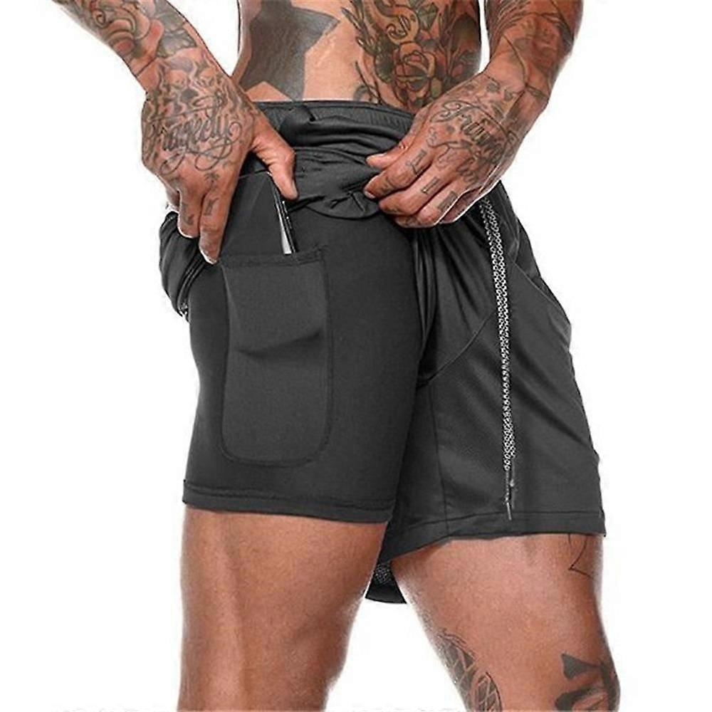 2 in1 Men Sportswear Double-Deck Shorts