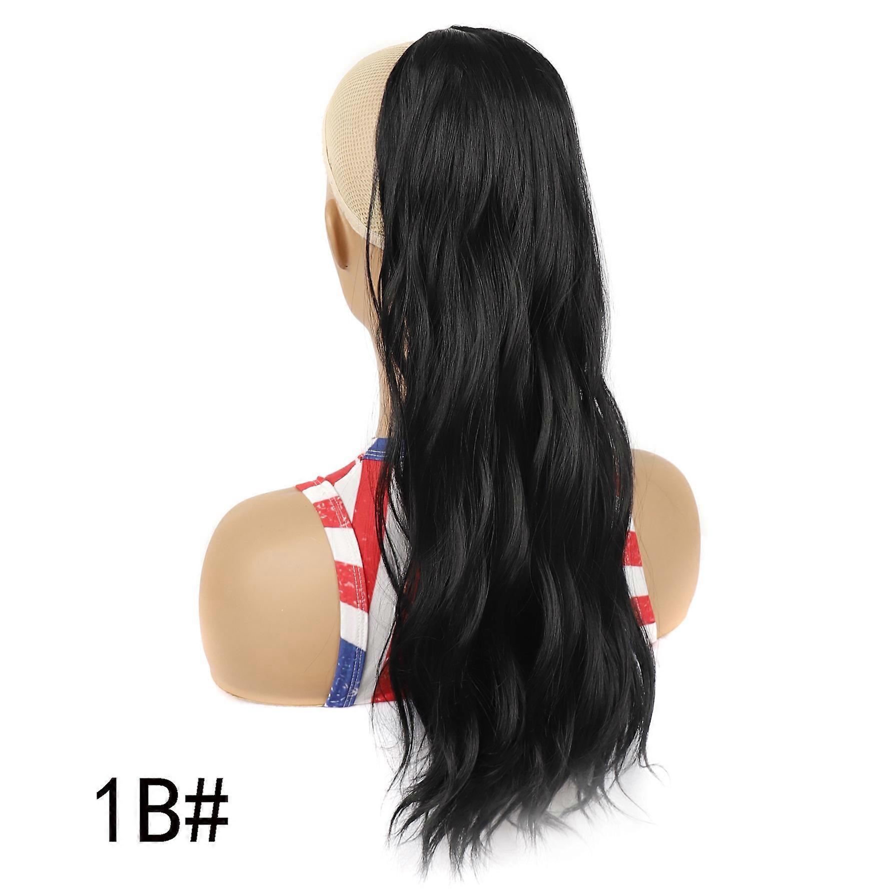 Women's long curly high ponytail wig with drawstring, net style, water ripple pattern