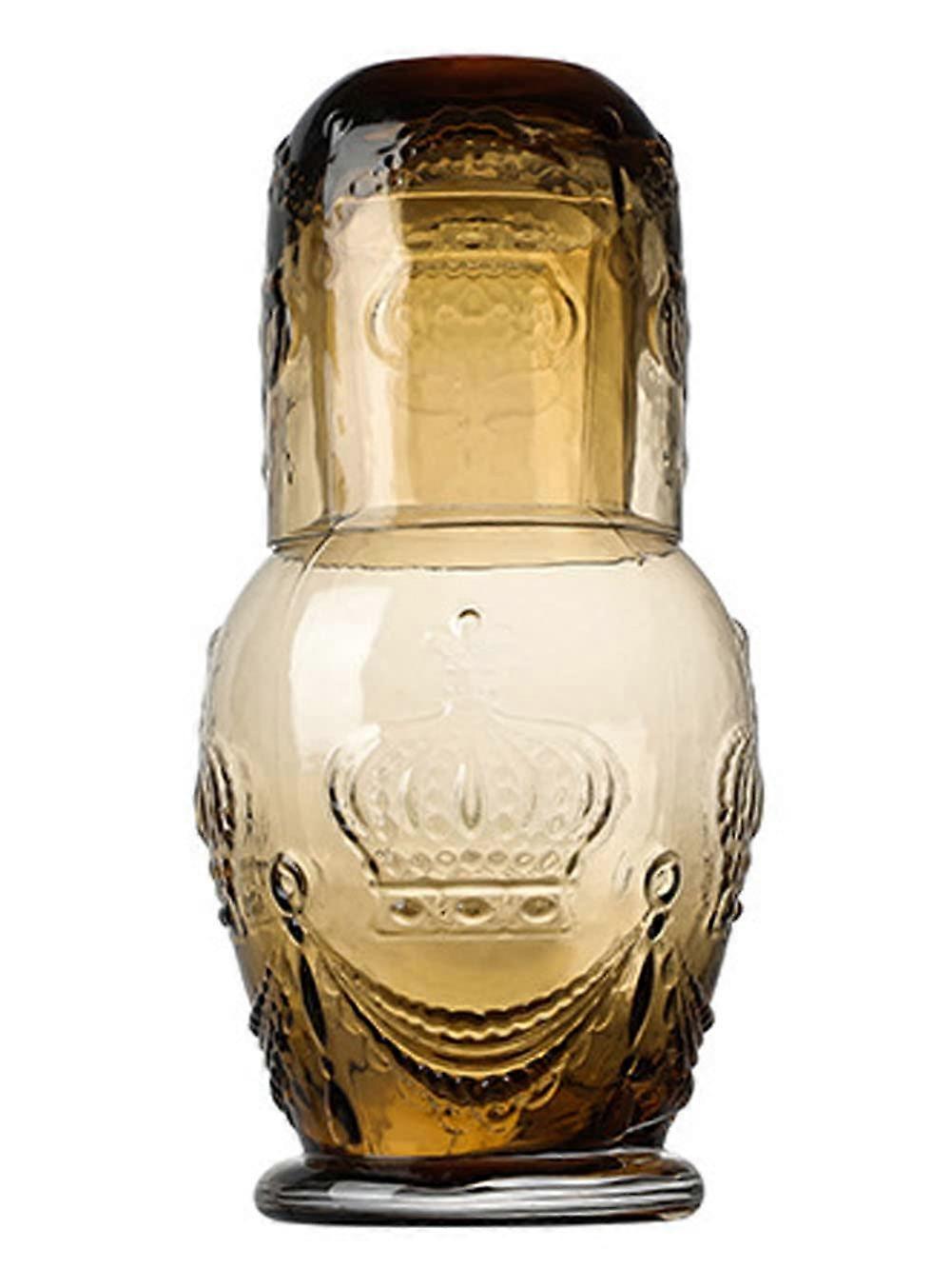 Bedside Water Carafe and Glass Set with DustProof Lid, Elegant Amber Clear Glass Pitcher