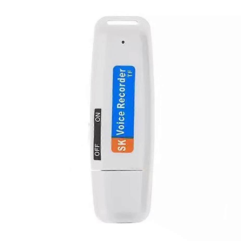 Portable Rechargeable U-Disk USB Digital Audio Voice Recorder Mini Dictaphone White with Voice Activation and High-Quality Recording