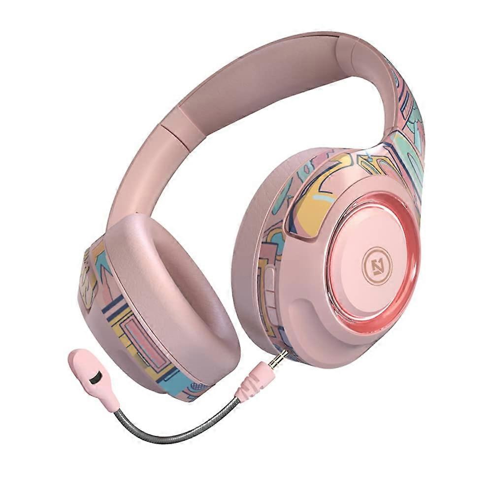 Wireless Bluetooth Headphone Gaming Headset Bluetooth 5.1 40mm Drivers Up To 20H Playback Pink