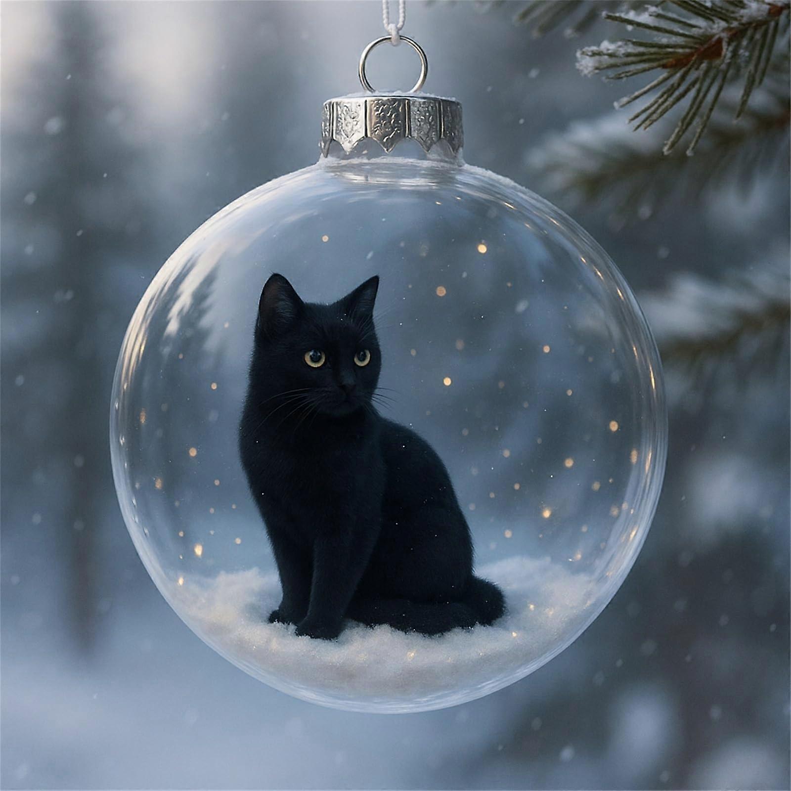 Cat Christmas Ornaments Handcrafted 3D Cat Snow Globe Holiday Decor for Tree and Mantel Display