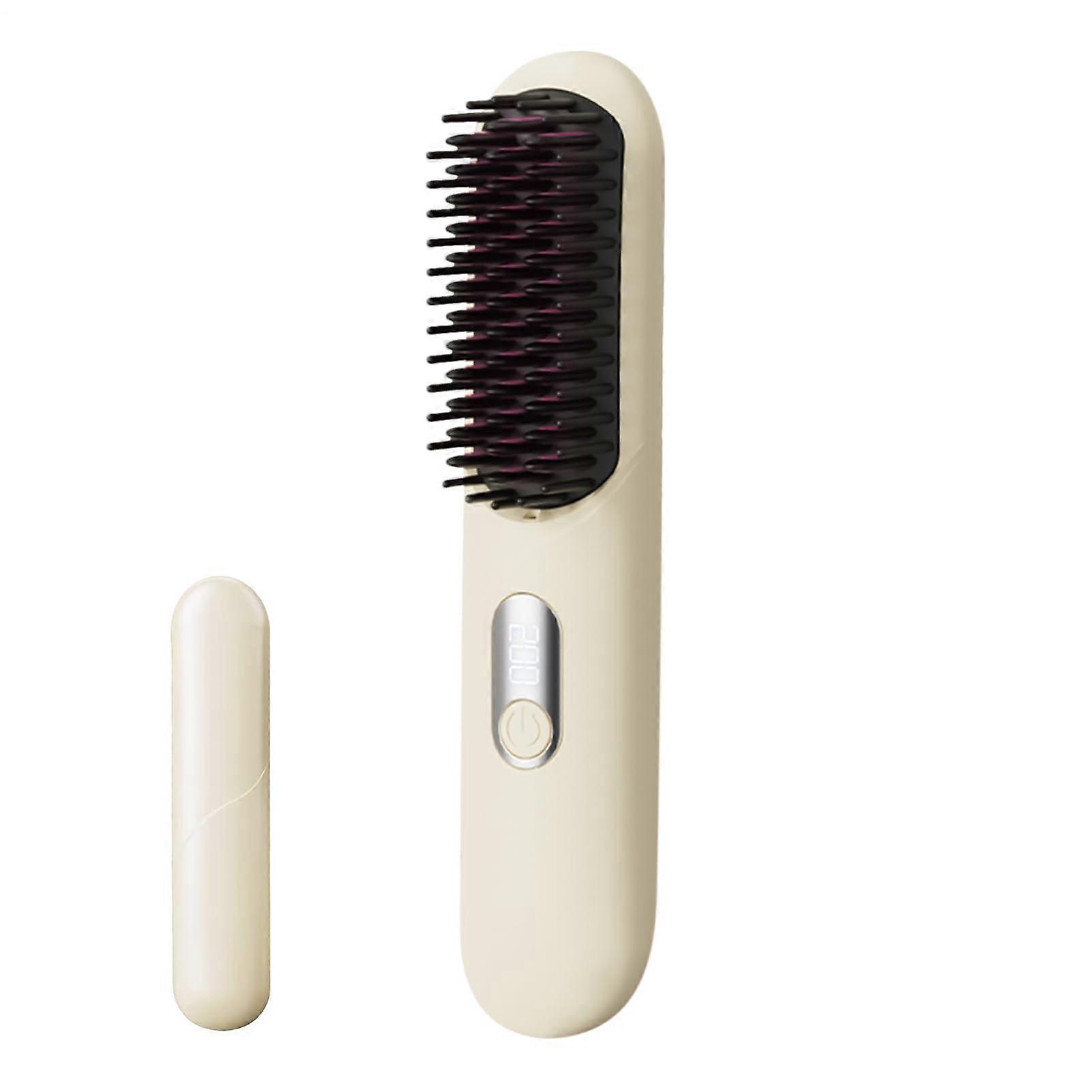 Hair Straightener Brush with Ionic Technology, Cordless 4 Heat Settings, Fast Styling for Travel