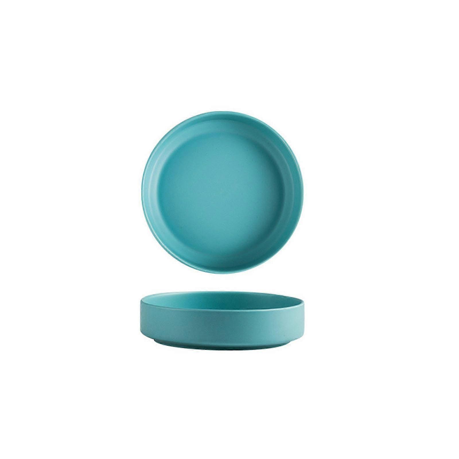 Ceramic Dinner Plate 6 Inch Half Light Sky Blue, Scratch Resistant Microwave Dishwasher Safe Dessert Plate