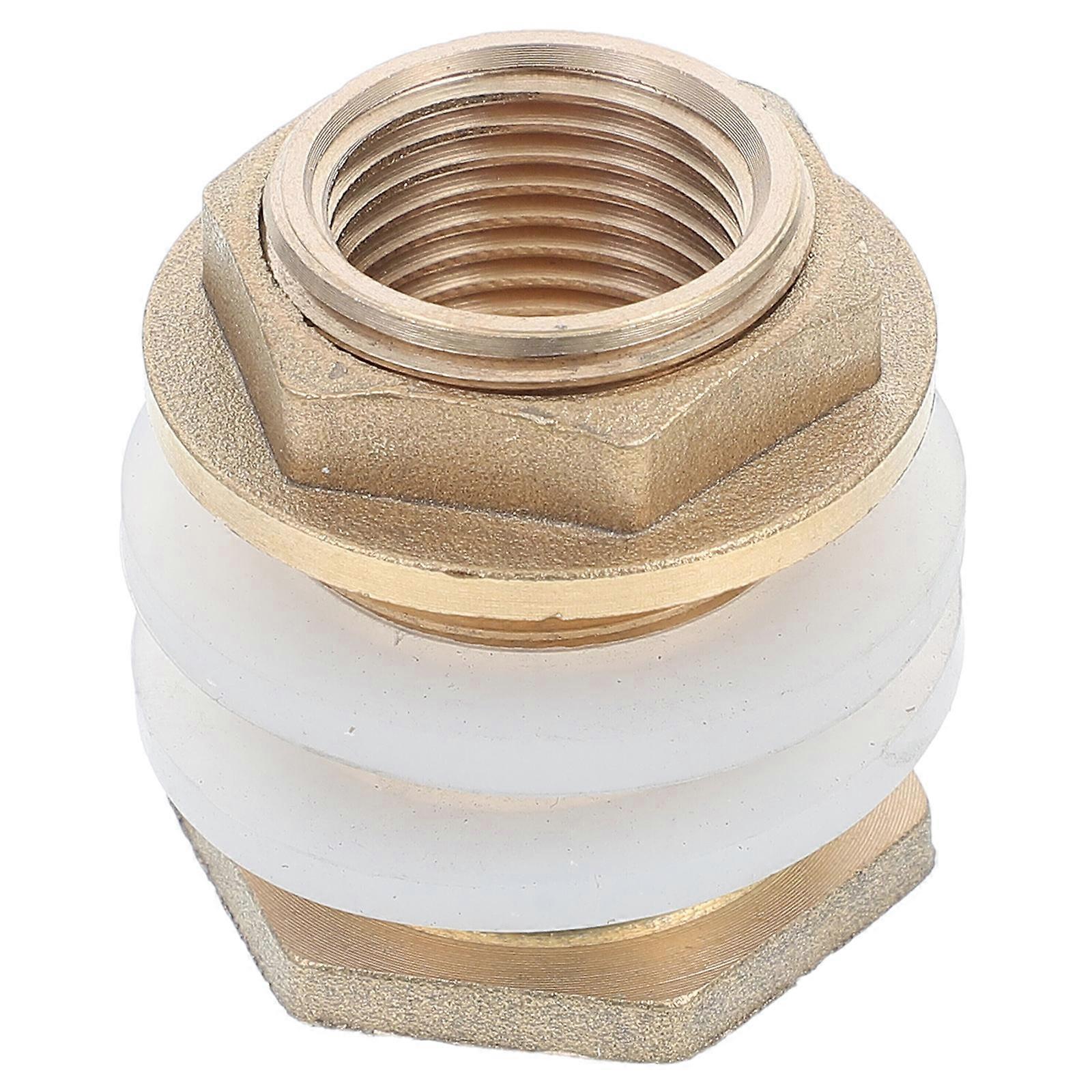 Golden Brass Thread Bulkhead Fitting Adapter for Aquarium 2Pcs