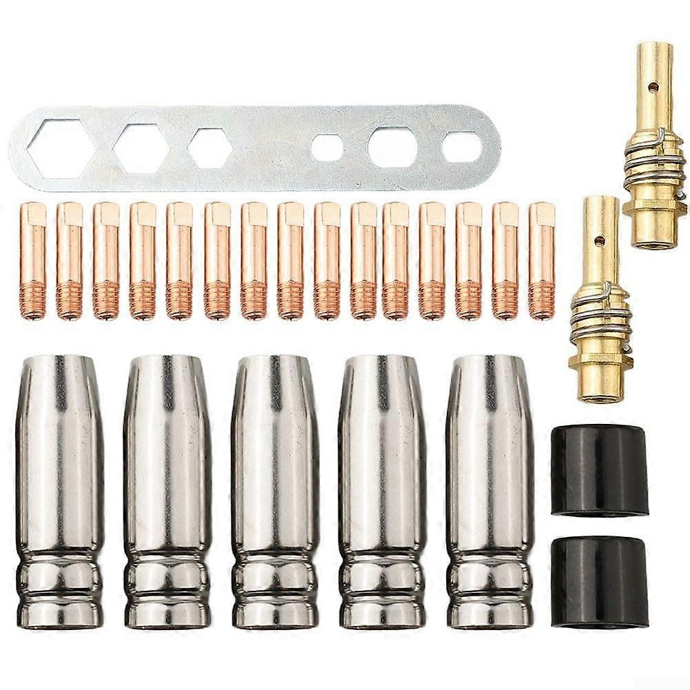 MB15 Welding Torch Accessories 25pcs Kit with Nozzles and Contact Tips for Enhanced Arc Performance