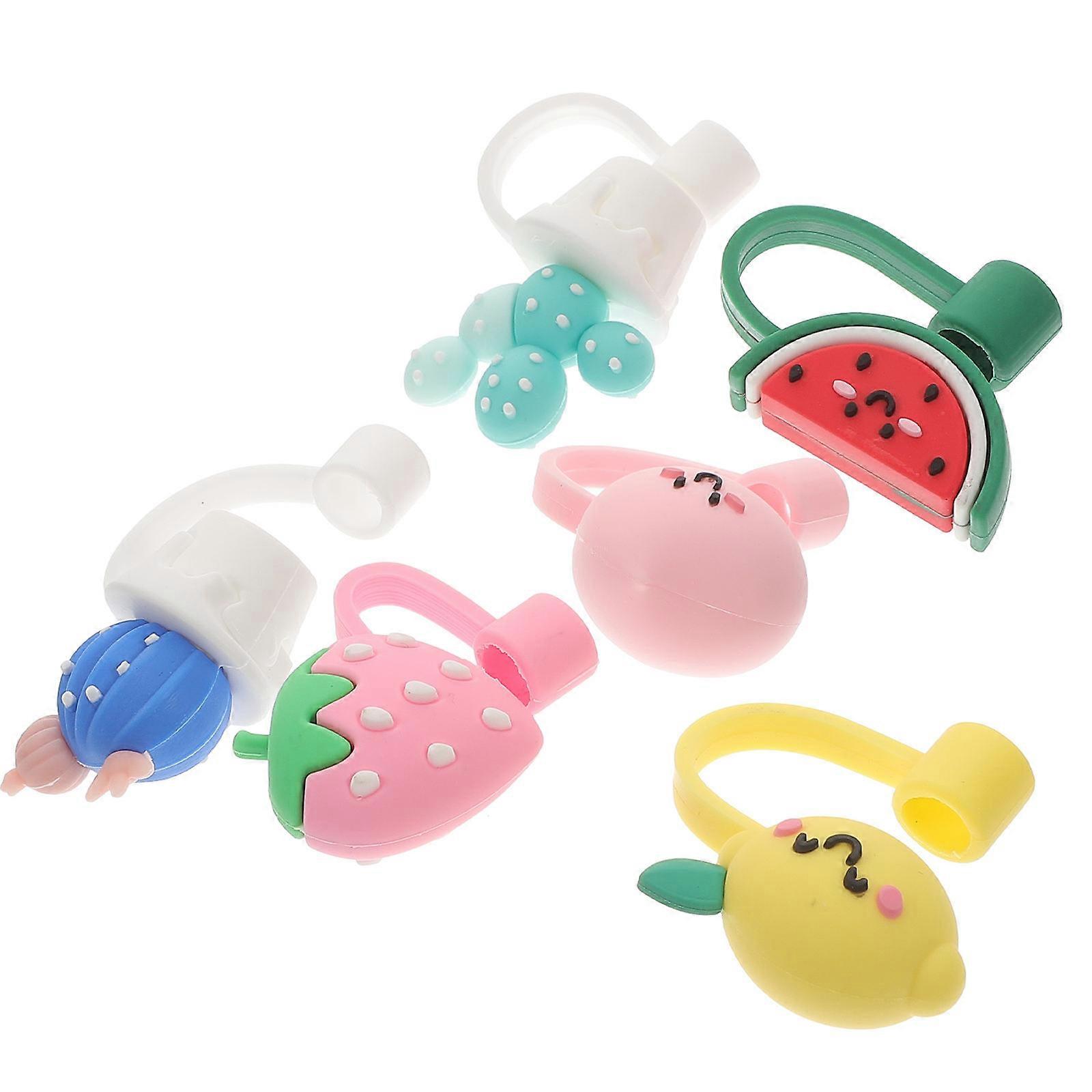Straw Tips Protector Silicone Drinking Straw Covers Reusable Distinguish Straws 6Pcs