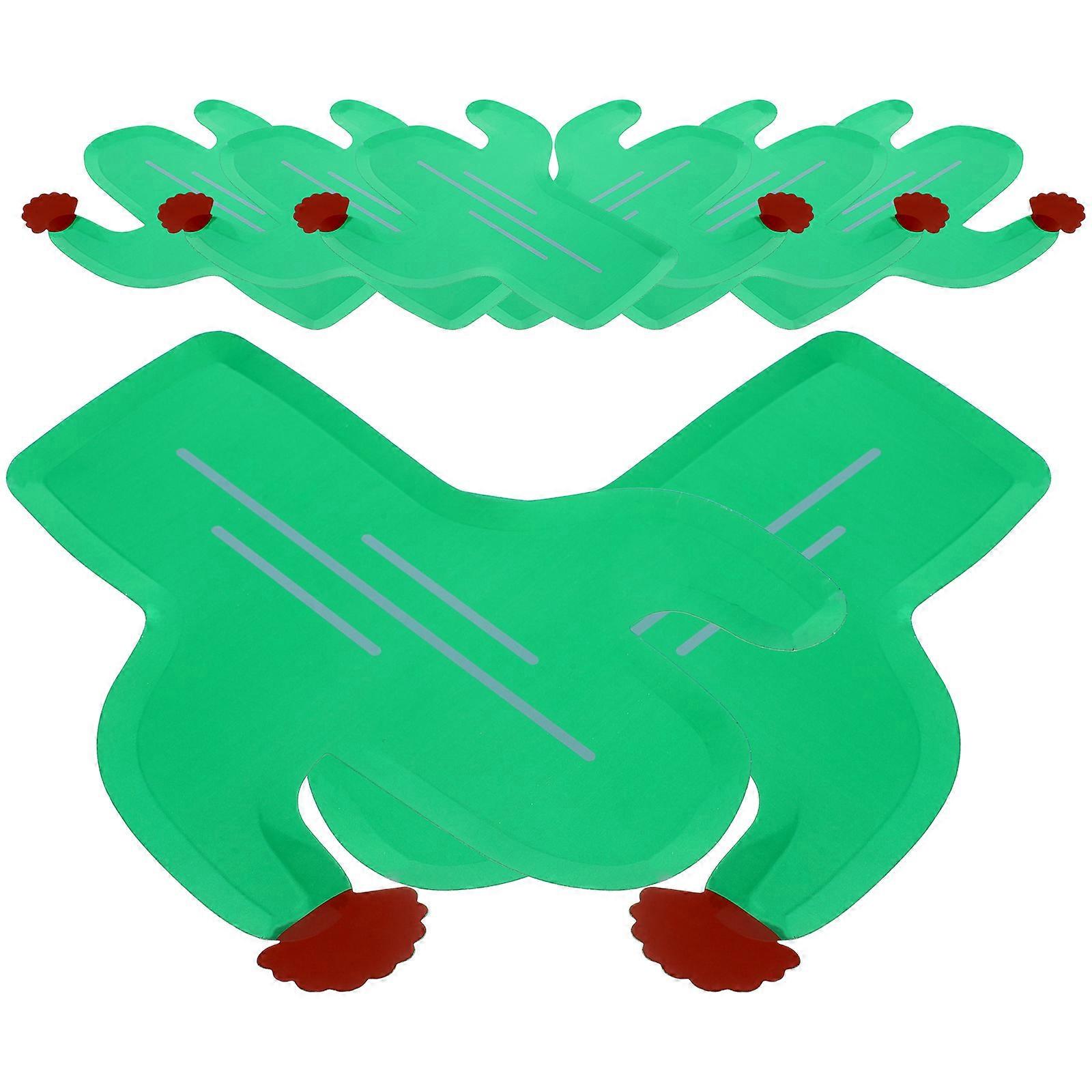 Cactus Shape Plates Paper Plates for Decoration 8Pcs Tropical Style Tableware