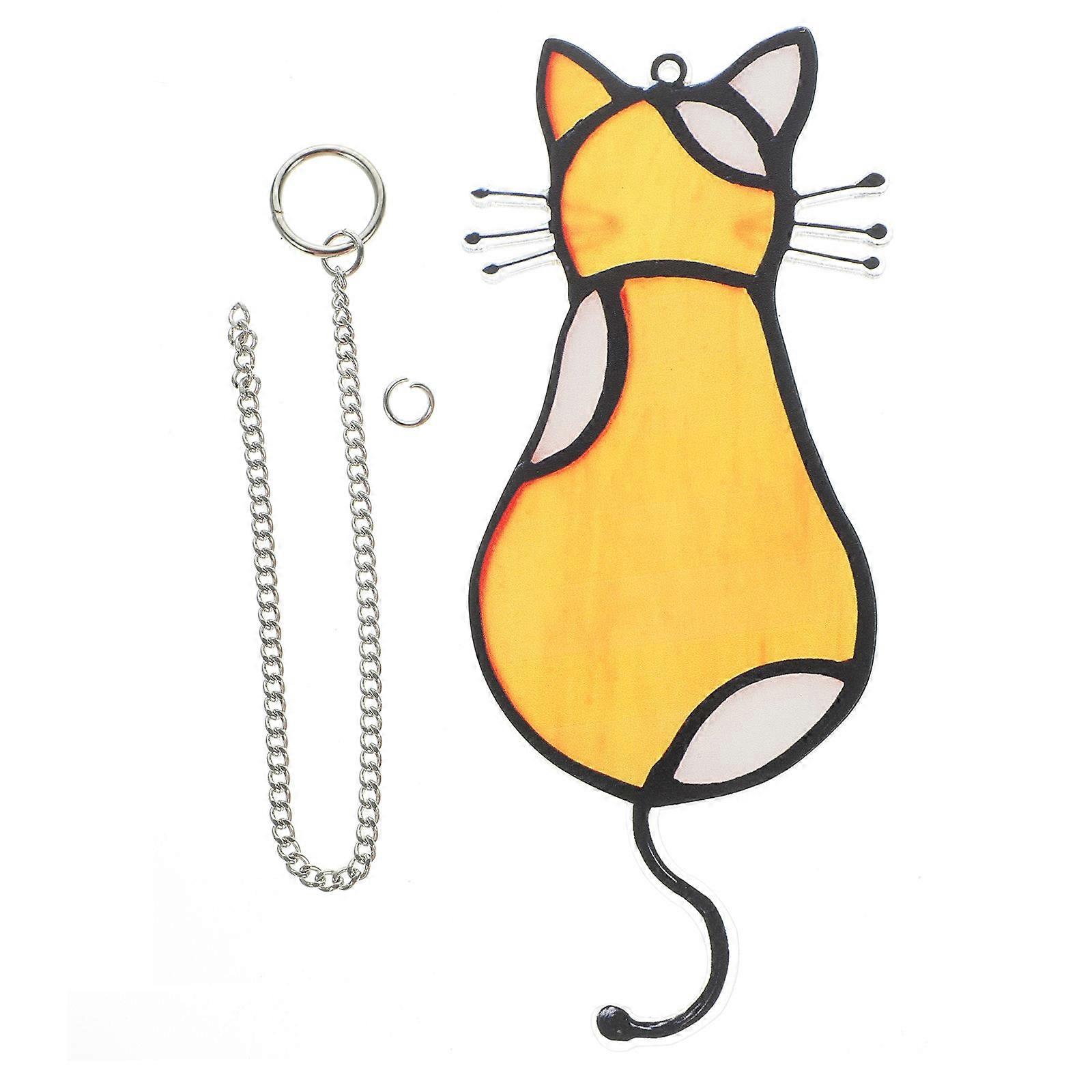 Handmade Stain Cat Suncatcher For Window Hanging Ornament 1Set