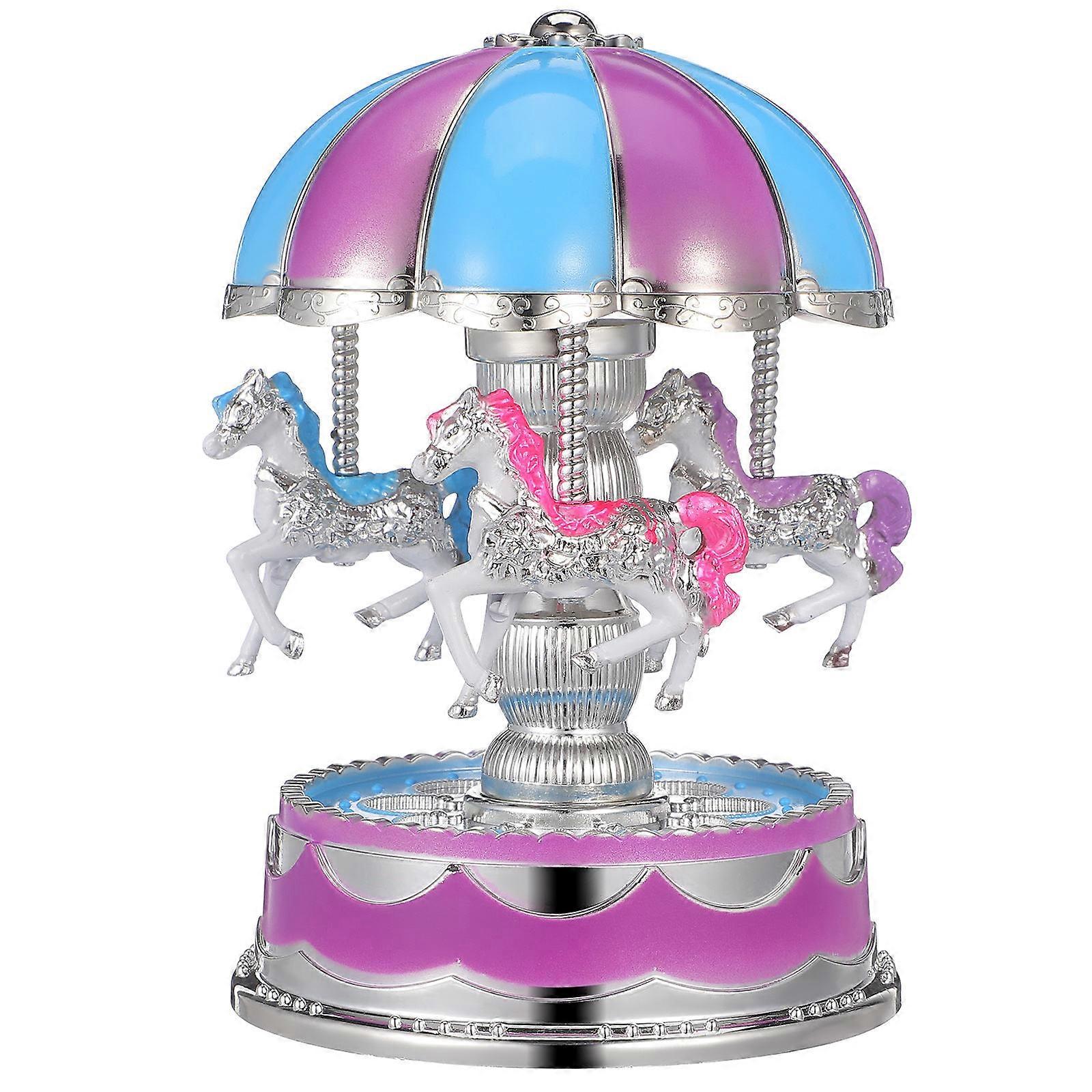 Carousel Music Box Rotate with LED Light Lavender
