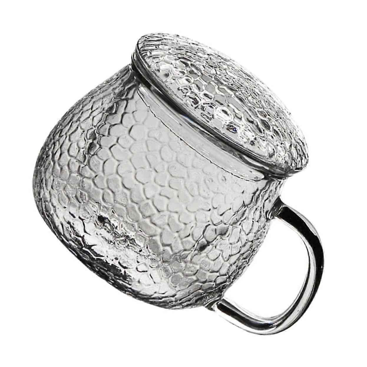 Tea Infuser Mug with Lid, Hammered Pattern Thickened Glass Tea Cup for Loose Leaf Tea Office Use