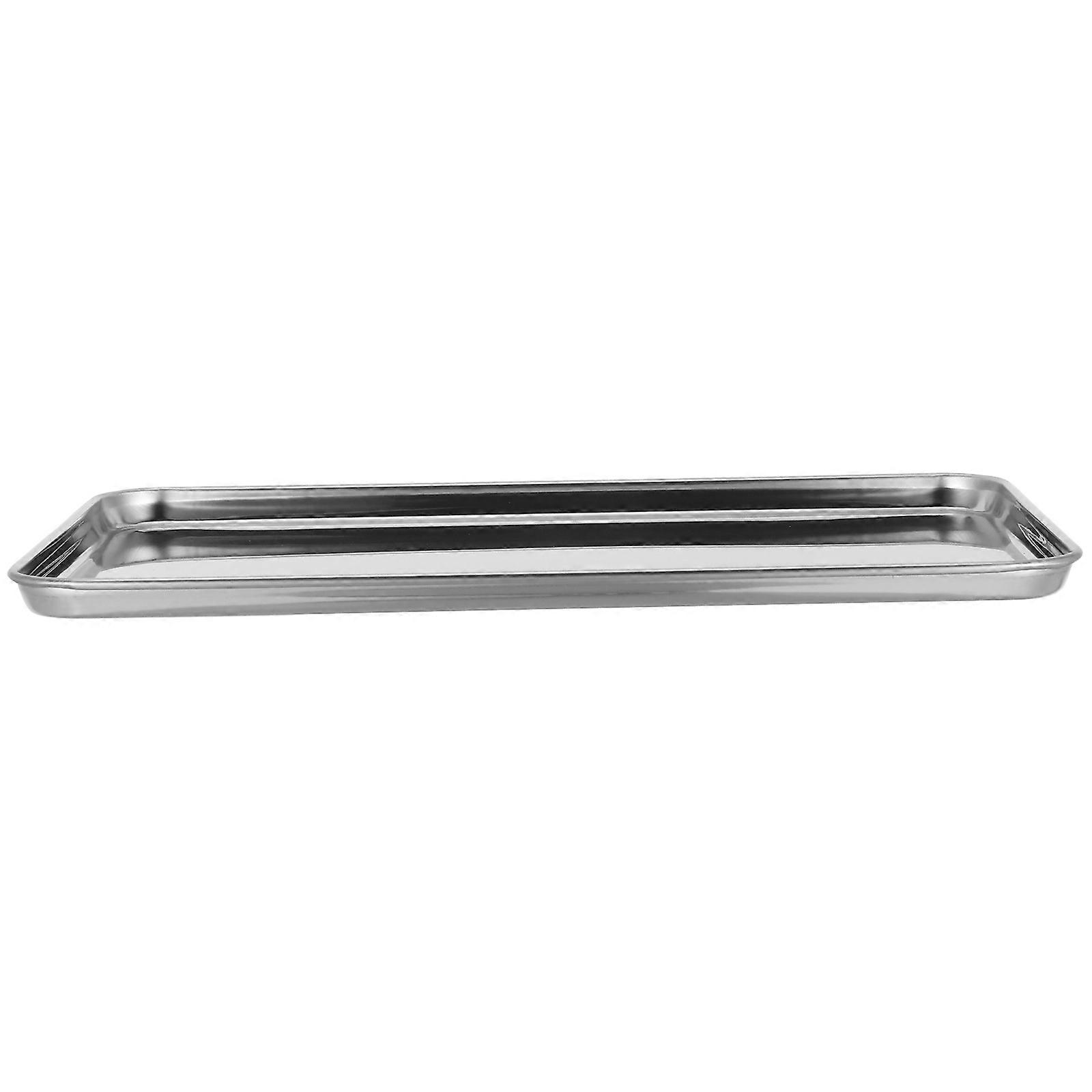 Rectangular Stainless Steel Plate Tray for Food Storage Use 1Pcs Silver