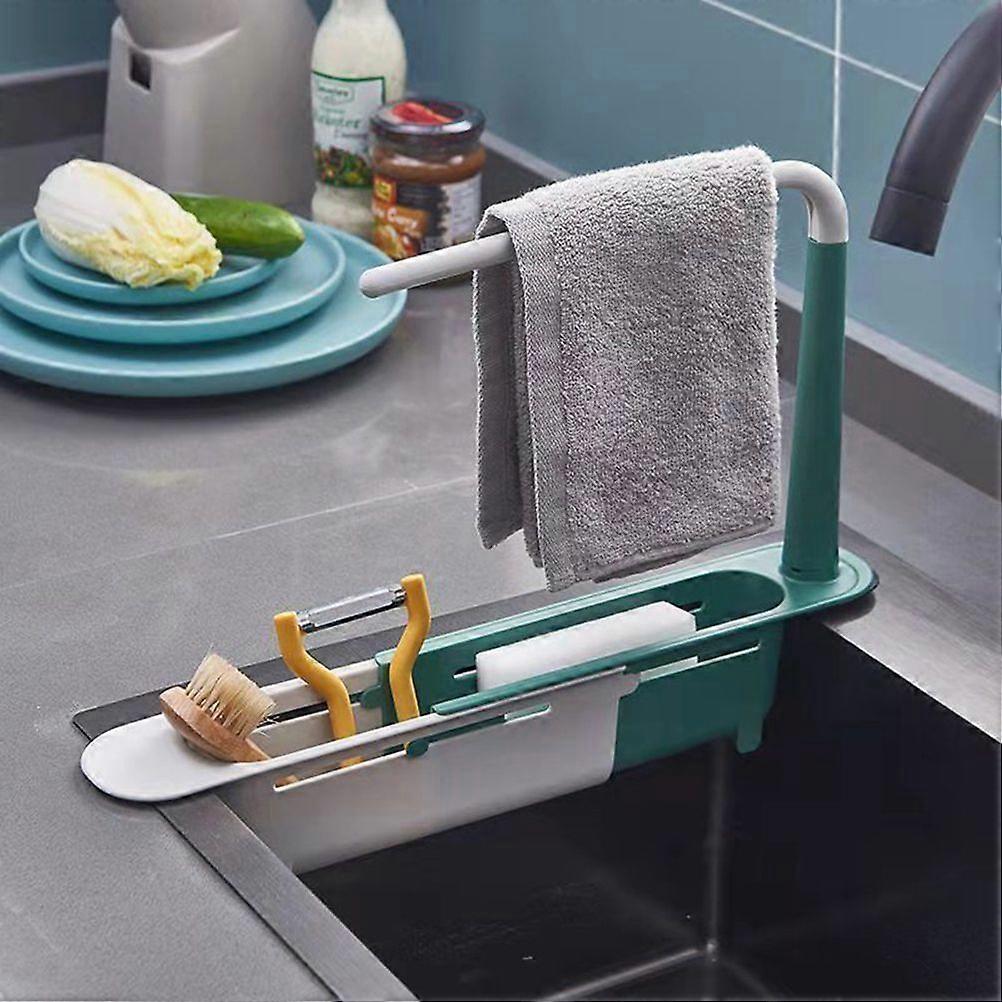 1Pc Sink Retractable Storage Rack Draining Basket Dish Towel Storage Rack