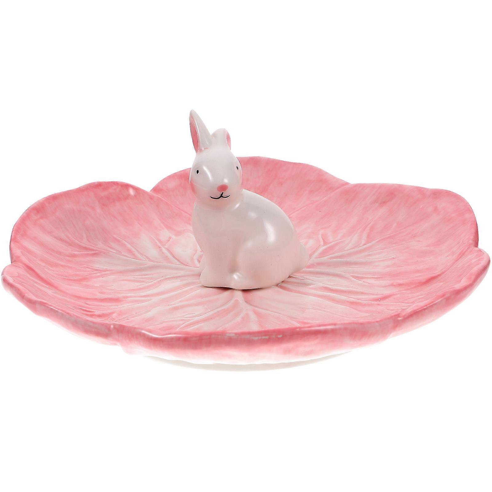 Pink Ceramic Dish for Holding Snacks 3Pcs Kids Cabbage Dinner Plate