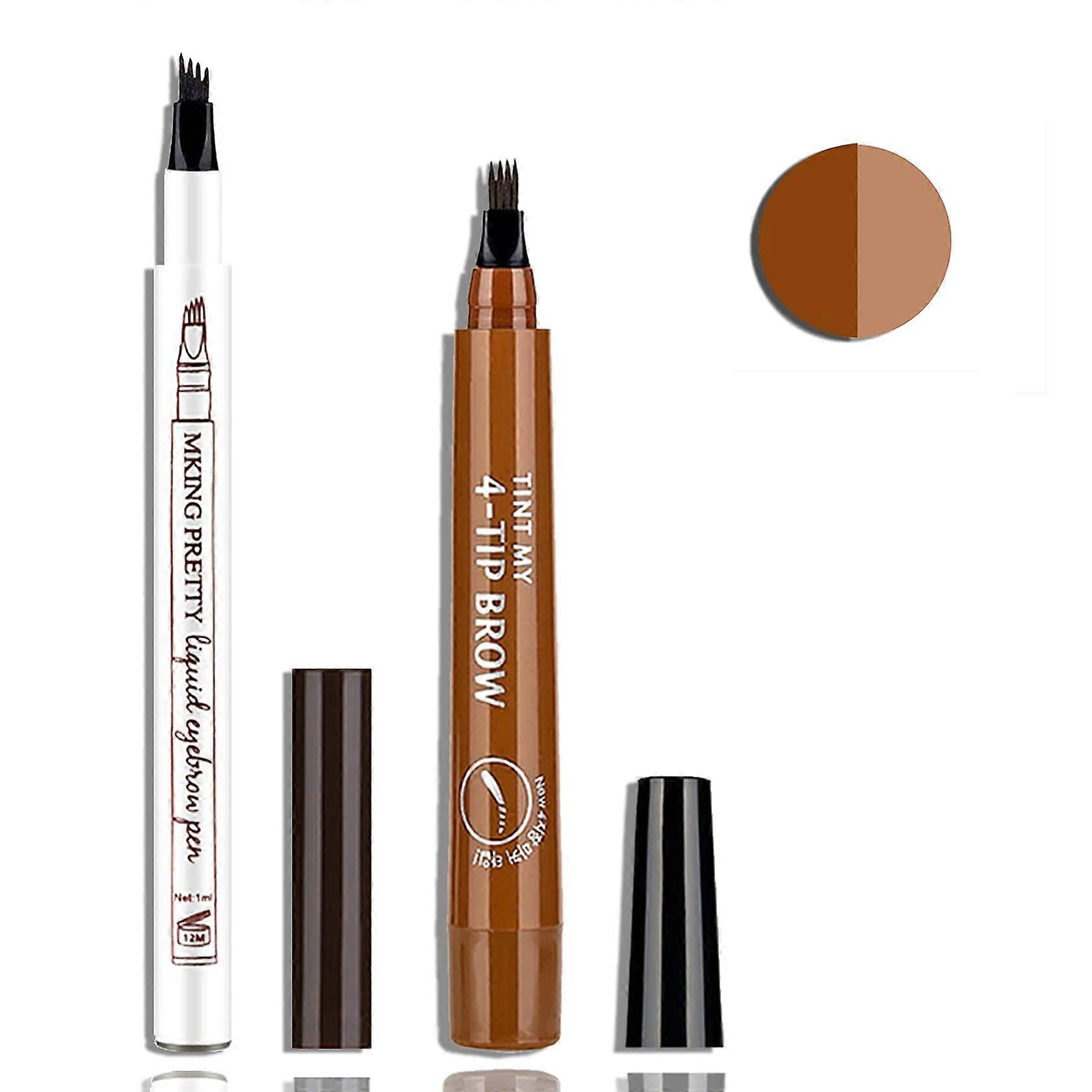 2PCS Waterproof Long Lasting Dual Shade Microblading Eyebrow Pencil Set for Natural Brows