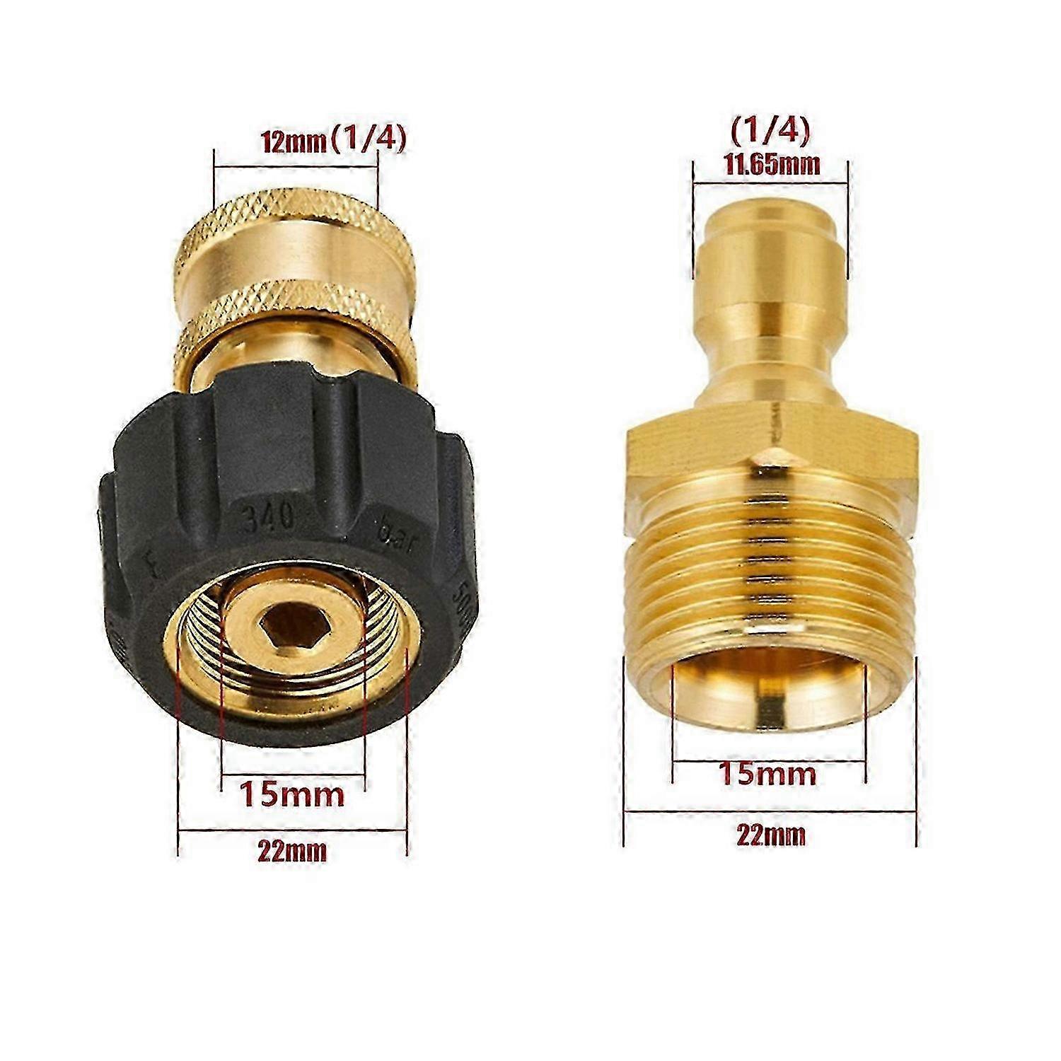 High-pressure washer adapter kit, M22 to 1/4 quick coupling