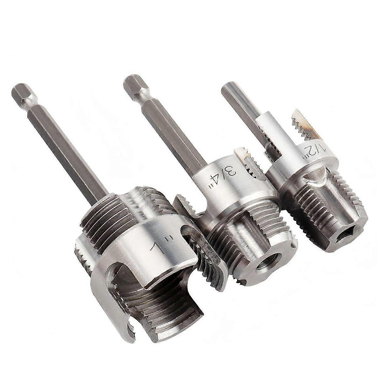 3 Pcs Integrated Internal & External Pipe Threading Tool Dual-Function Pipe Thread Cutting Tool for