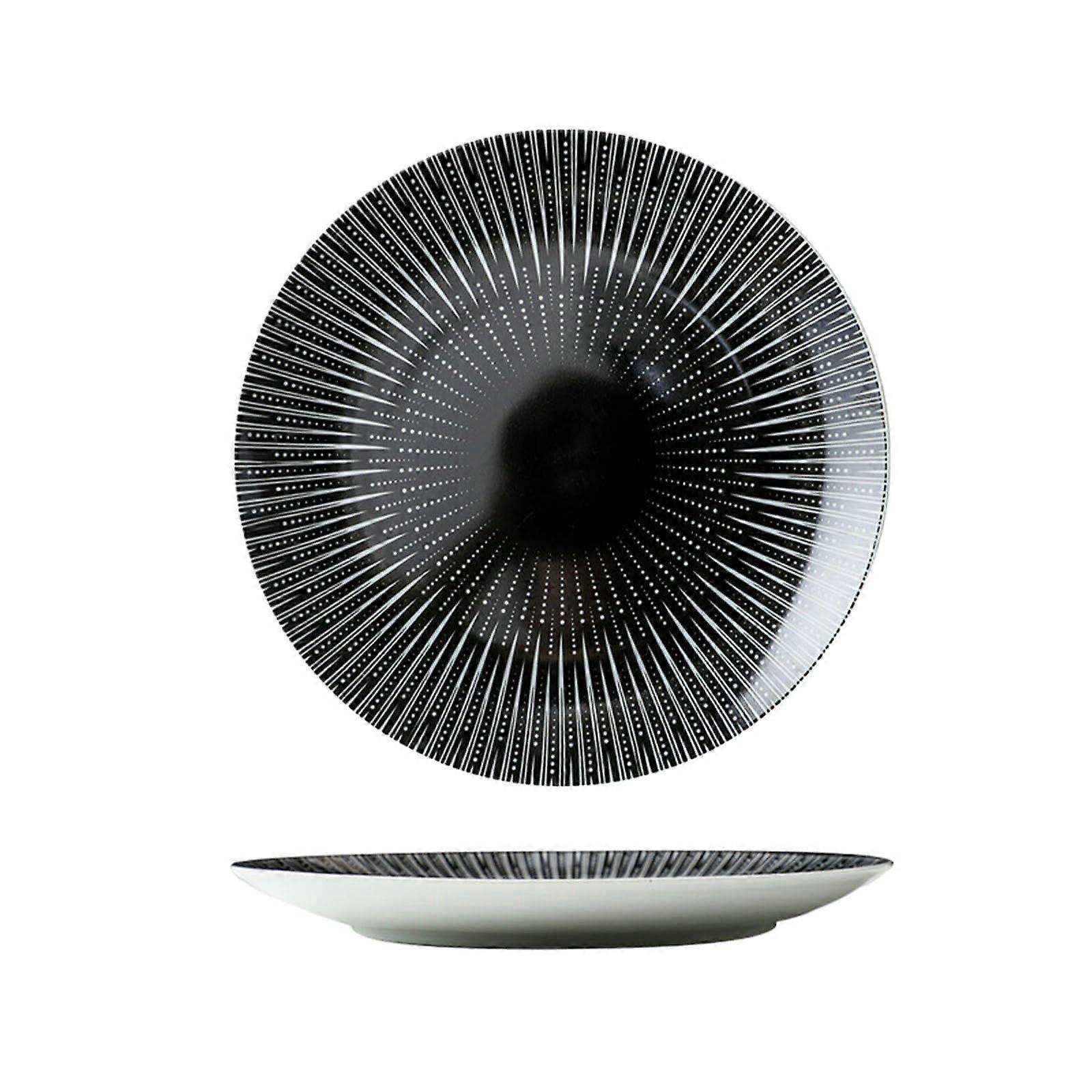 Ceramic Dinnerware Set with Elegant Nordic Design, 10 Inch Black Glazed Serving Bowl, Microwave Safe