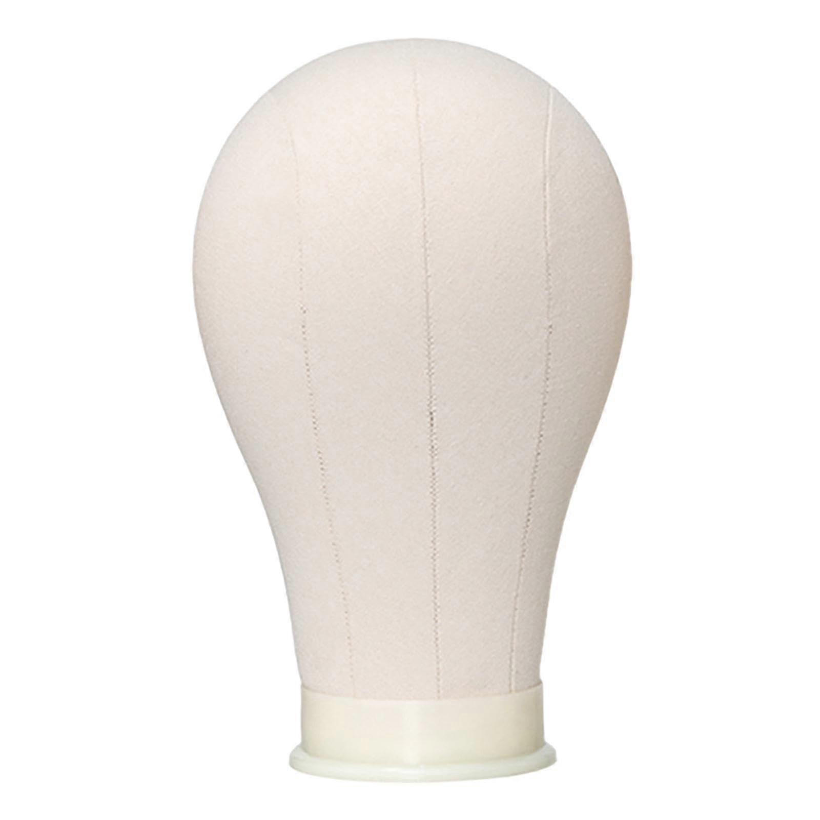 22 Inch Canvas Mannequin Head with Mounting Hole for Wig Making and MultiFunction Display Stand