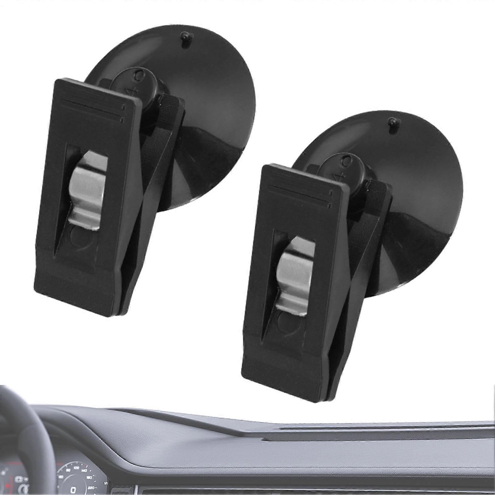 2PCS Car Window Suction Cup Clips for Permits and Tickets, Removable MultiPurpose Holders Black