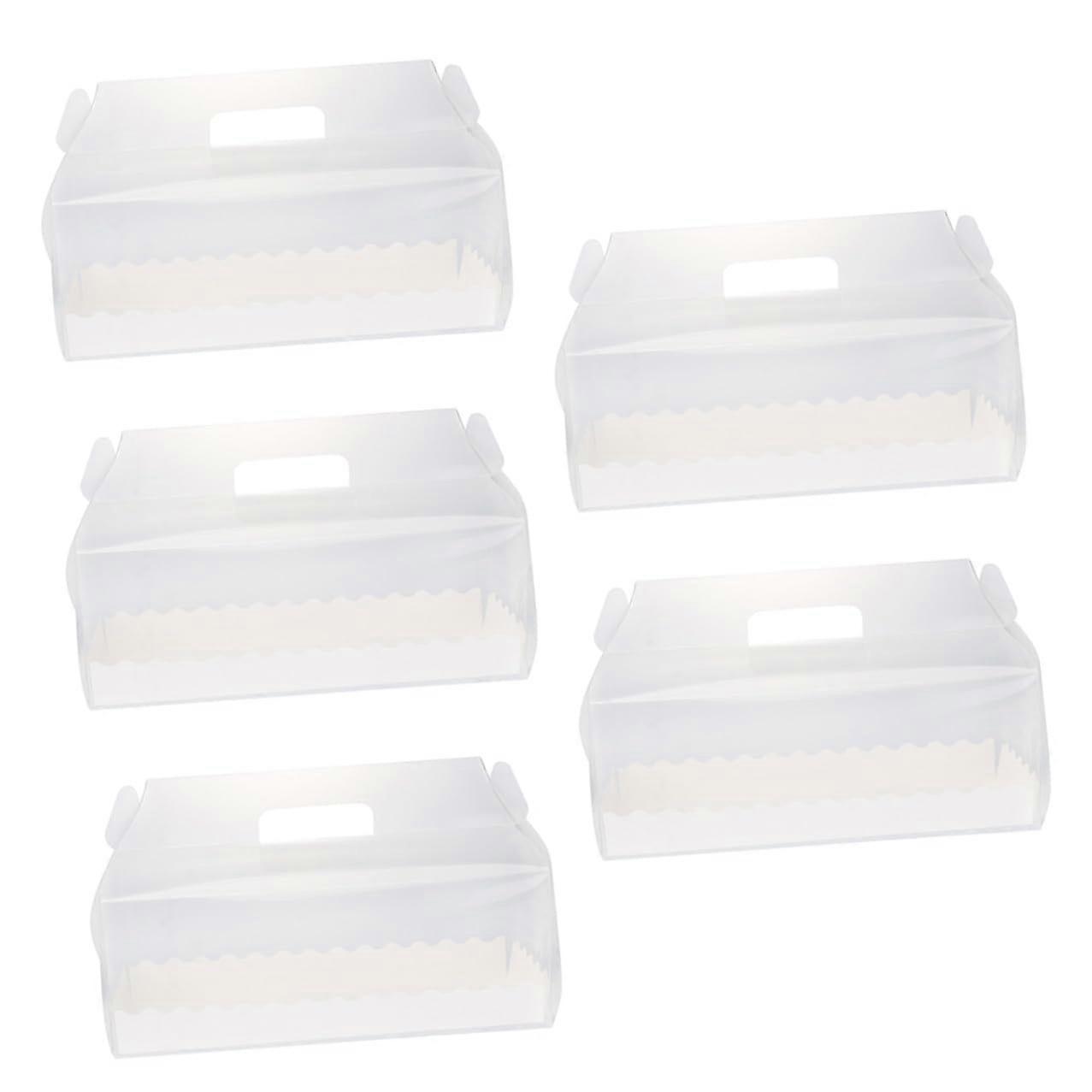 5 Pcs Clear Cake Packaging Boxes with Lids and Handle for Bread Toast Candy Display and Storage