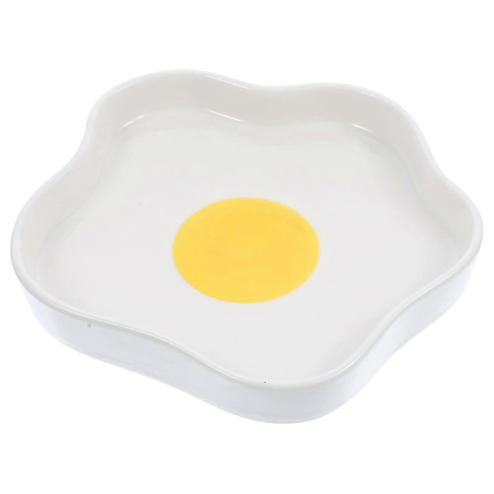 Ceramic Serving Plate Handmade Irregular Egg Shaped Dish for Salad Snacks Afternoon Tea