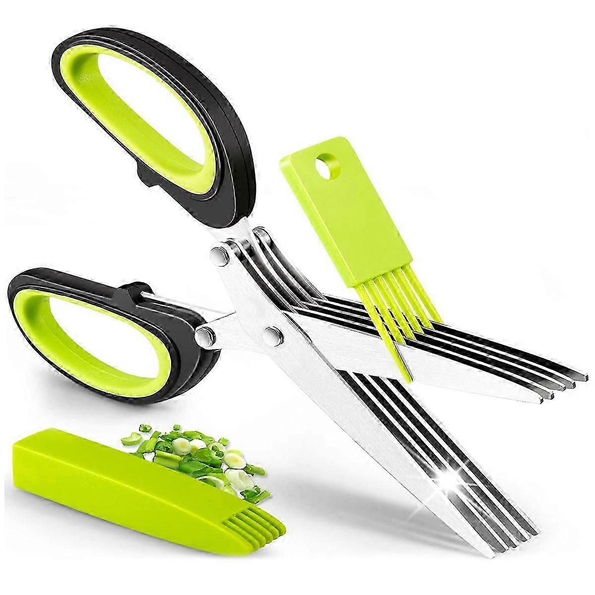 Gourmeo Herb Scissors, Stainless Steel, 5-Blade System with Case