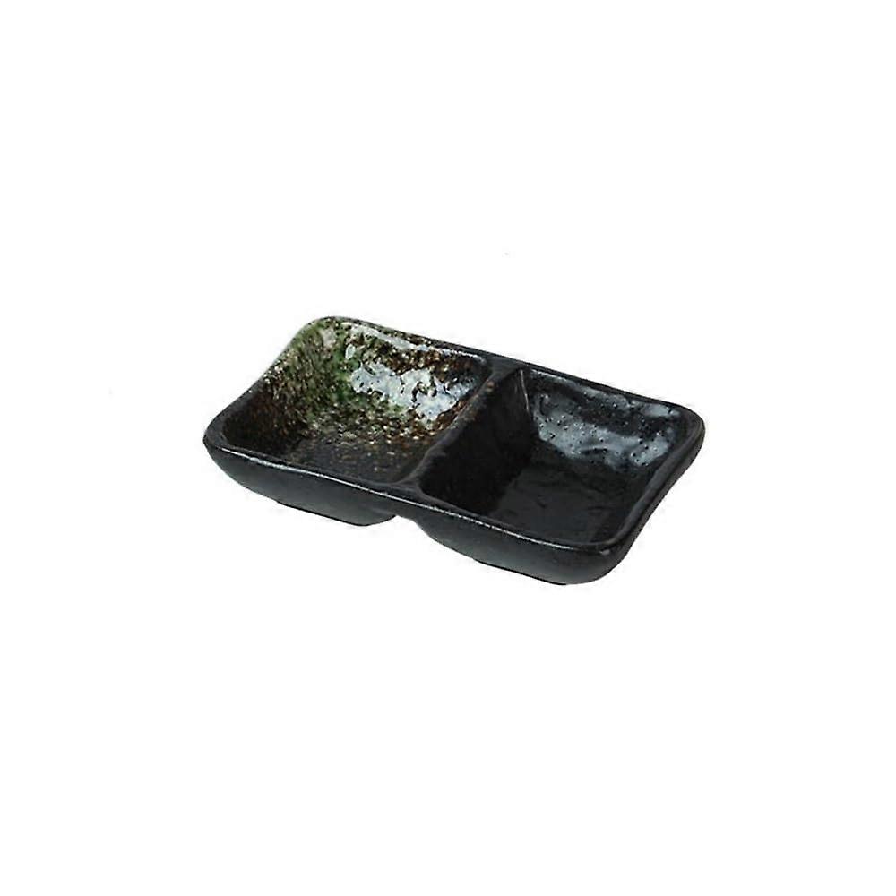 Ceramic Serving Platter with Dual Compartments for Appetizers, Dips and Snacks