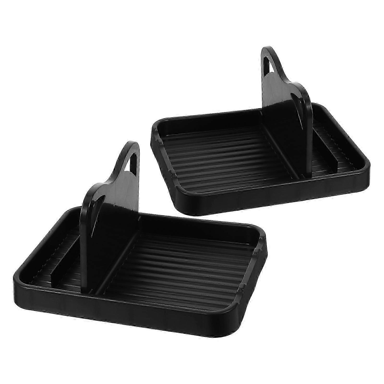 2Pcs Black Foldable Spoon Rest for Kitchen Counter Pot Lid Holder
