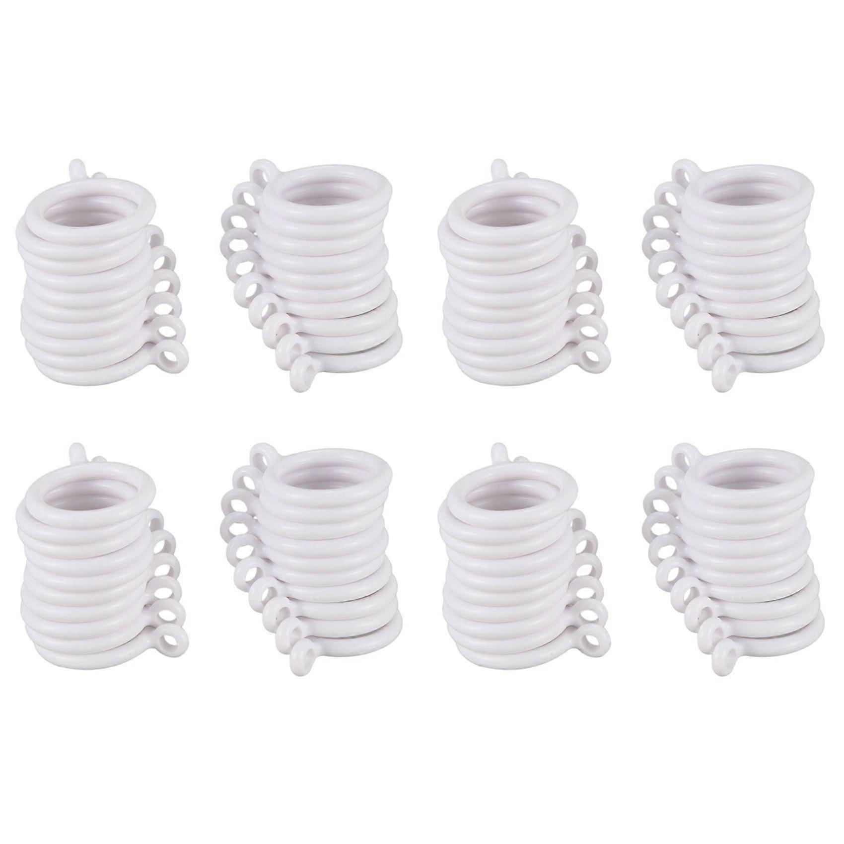 80X White 25mm Inner Plastic Curtain Rings