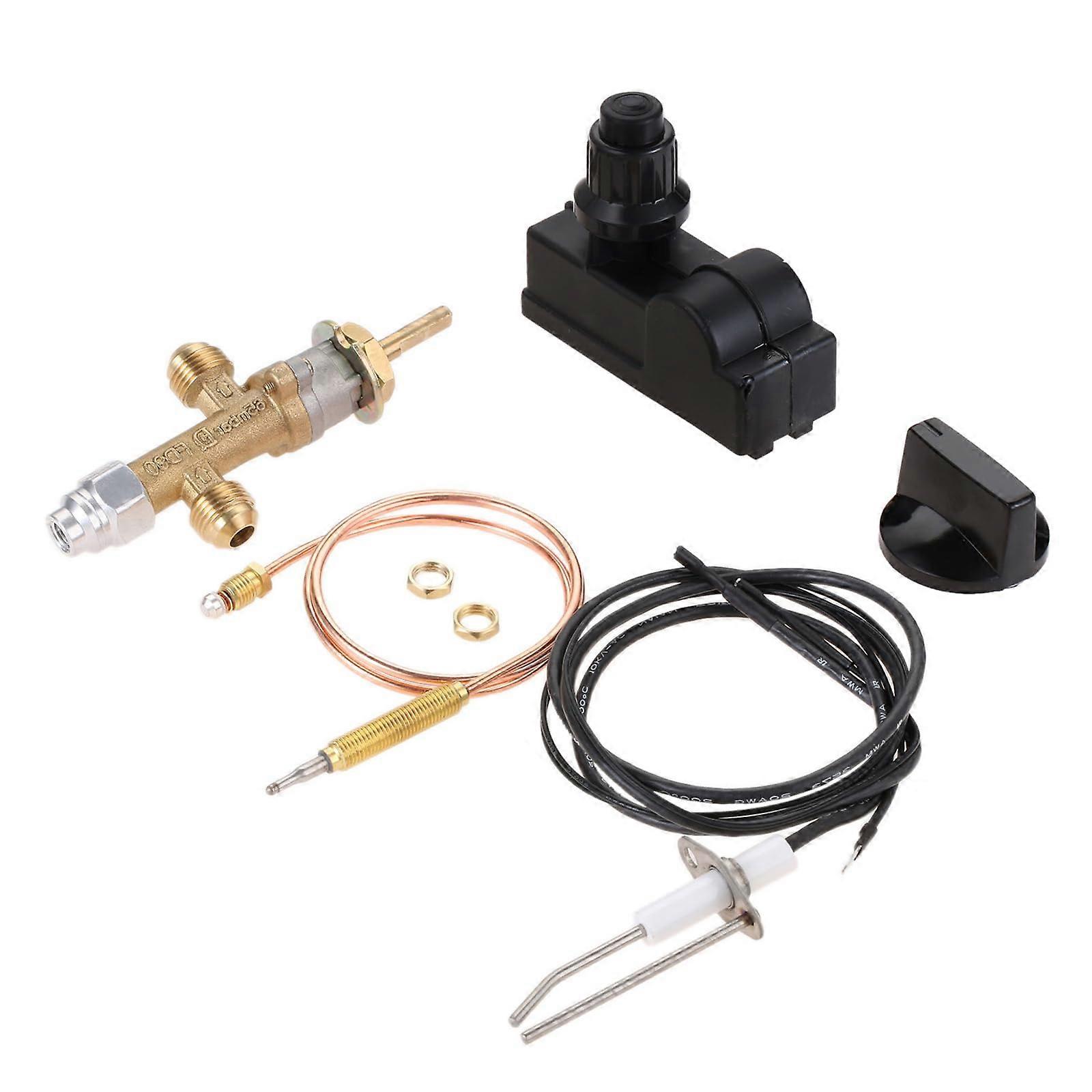 Gas Fire Pit Control Valve Kit with Push Button Ignition, Flame Failure Safety, Low Pressure LPG