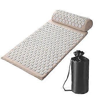 (Rice White)Portable Rollable Acupressure Mat for Pain Relief Promotes Relaxation Muscle Mat for Relaxation