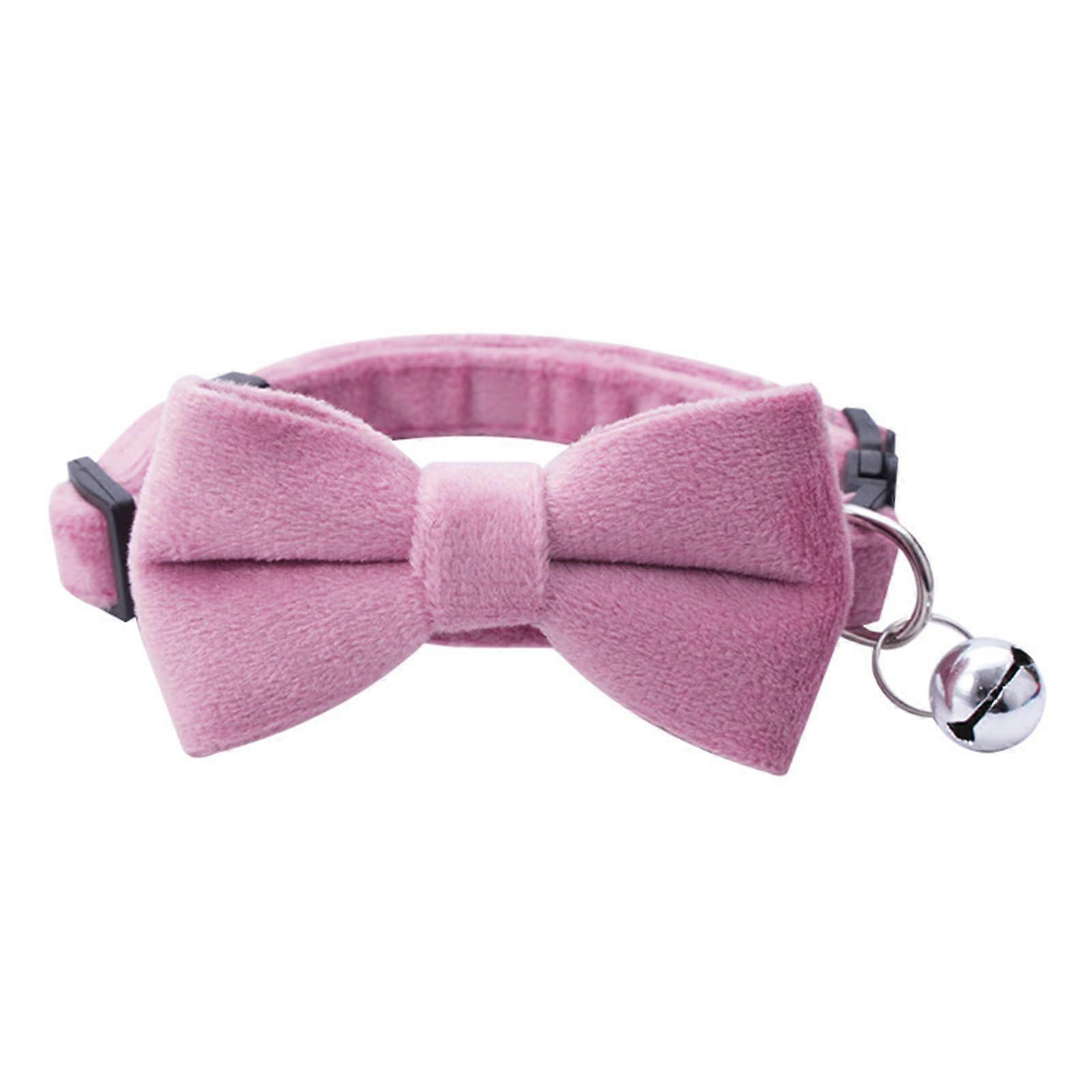 Pink Breakaway Cat Collar with Bell and Removable Bow Tie, Adjustable Kitten Collar
