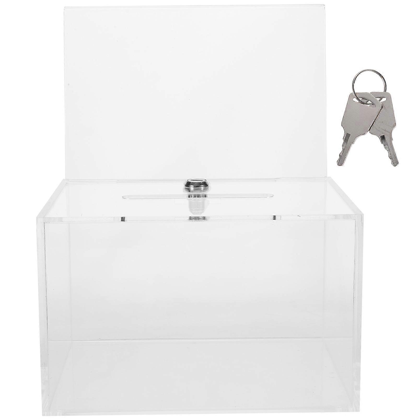 Transparent Donation Box with Lock for Fundraising Use 1Set