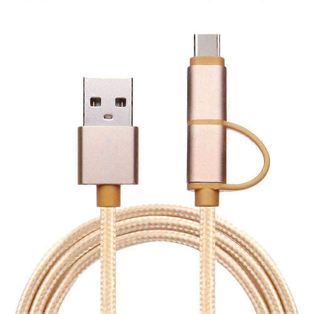 2-In-1 Multiple Use Type-C Android Multi-function Data Cable Connect Cable(Golden)