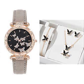 Montre-bracelet papillon pour femme, montre analogique à quartz, mosaïque de diamants, bracelet papillon, montre habillée pour femme