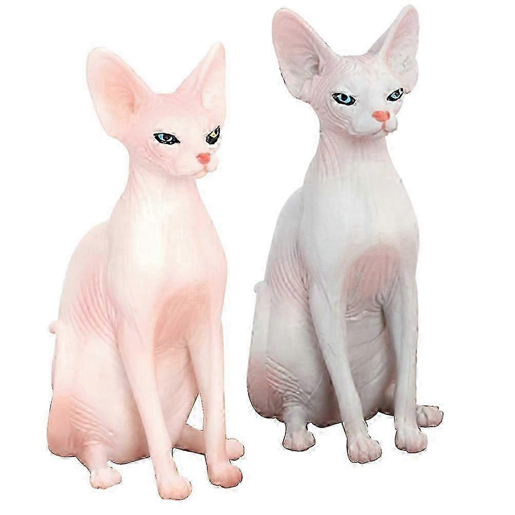 Simulation Cat Decoration Cat Model Desktop Ornament Learning Tool Realistic Cat Shape 2Pcs
