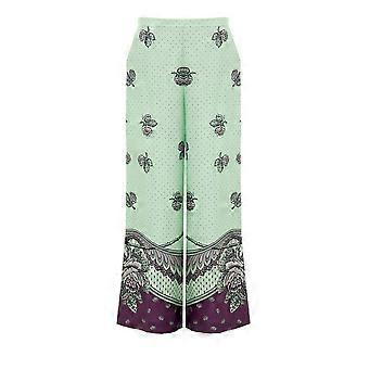 Gucci Aqua And Violet Silk Floral Palazzo Trousers