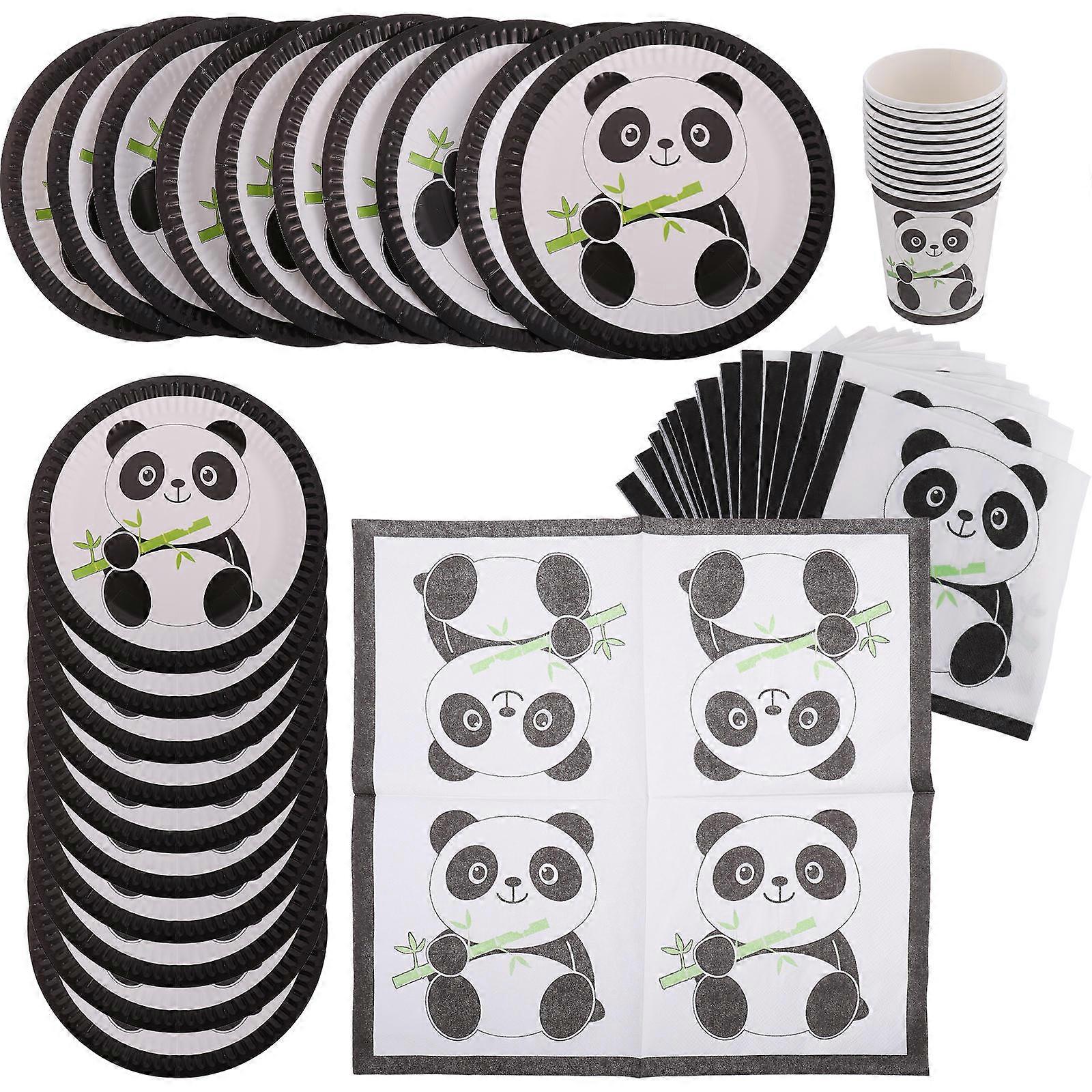 Party Paper Panda Pattern with Cups Napkins 1Set