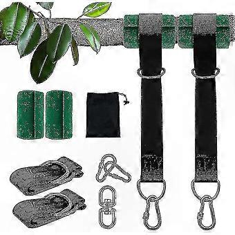 Heavy Duty Hanging Swing Straps with Tree Protectors, Carabiners, and Swivel Hook for Outdoor Play Sets