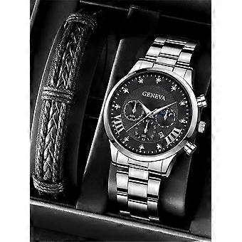 Fashion Mens Stainless Steel Watches Luxury Quartz Wristwatch Calendar Luminous Clock Men Business Casual Watch