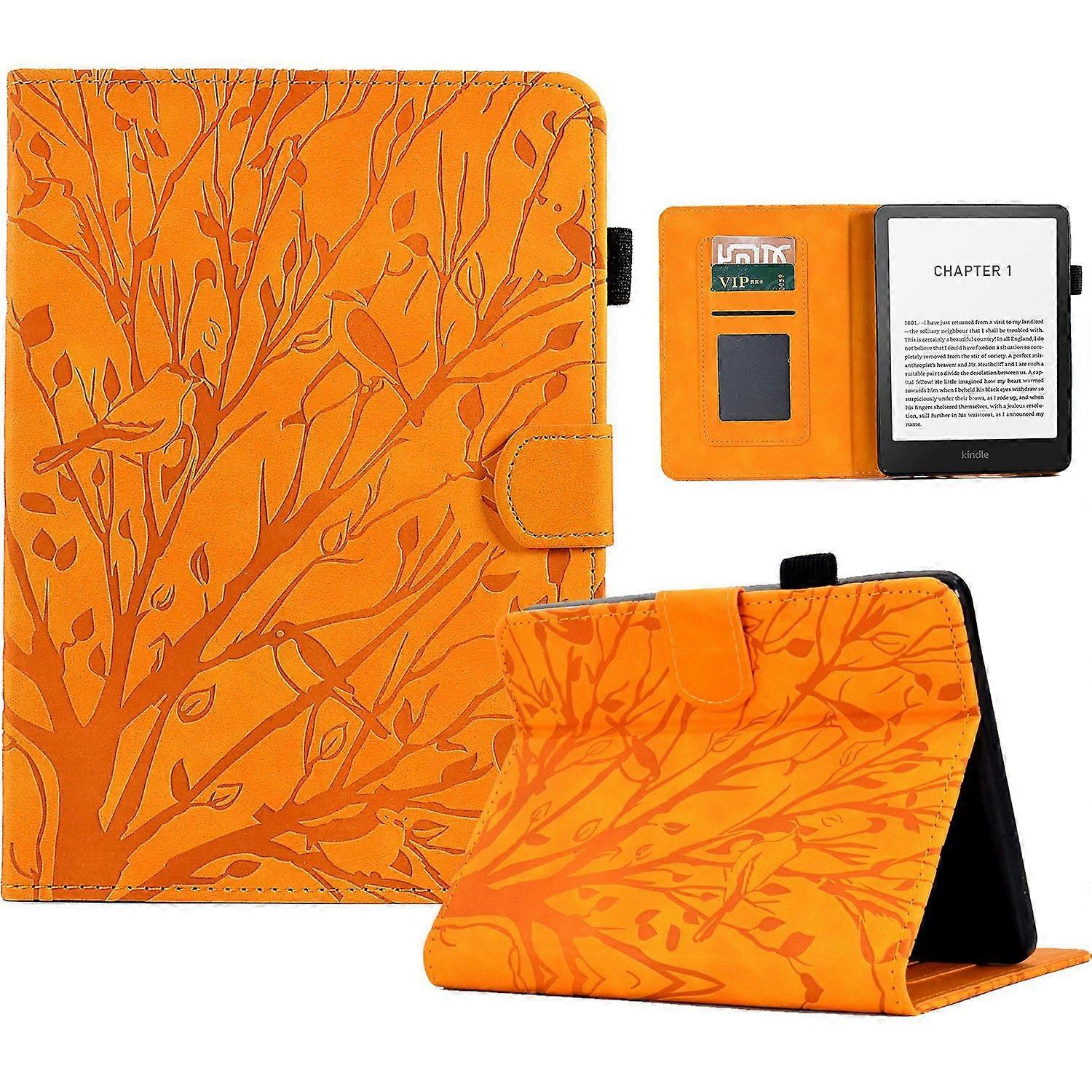 For Amazon Kindle Paperwhite (2024) Leather Case Tree Pattern Card Slots Stand E-Reader Cover