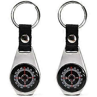 2 Pack Style Key Ring Compass | Keychain Military Magnetic Compass | Waterproof/Shockproof | Mini Metal Keychain Compass | Survival Gear Compass for K