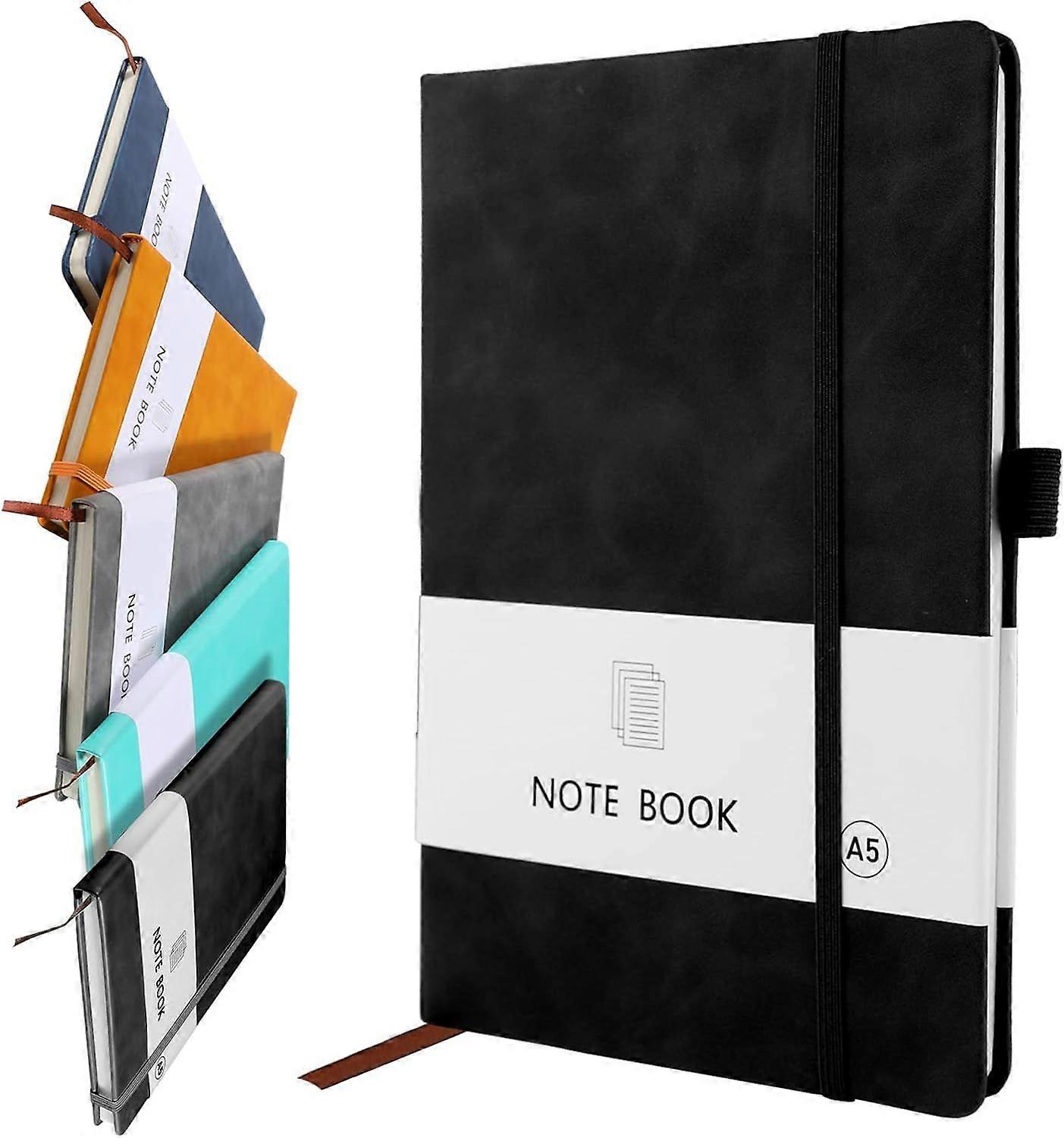 A5 Notebook, Notebook A5 Note Book Note Pad Journal Notebook A5 Notepad PU Leather Notebook Note Taking 200 Pages (100 Sheets)- Black