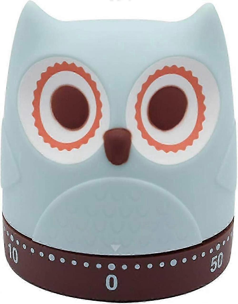 Mechanical Kitchen Timer Owl Design for Cooking Baking Study - Blue [MI]