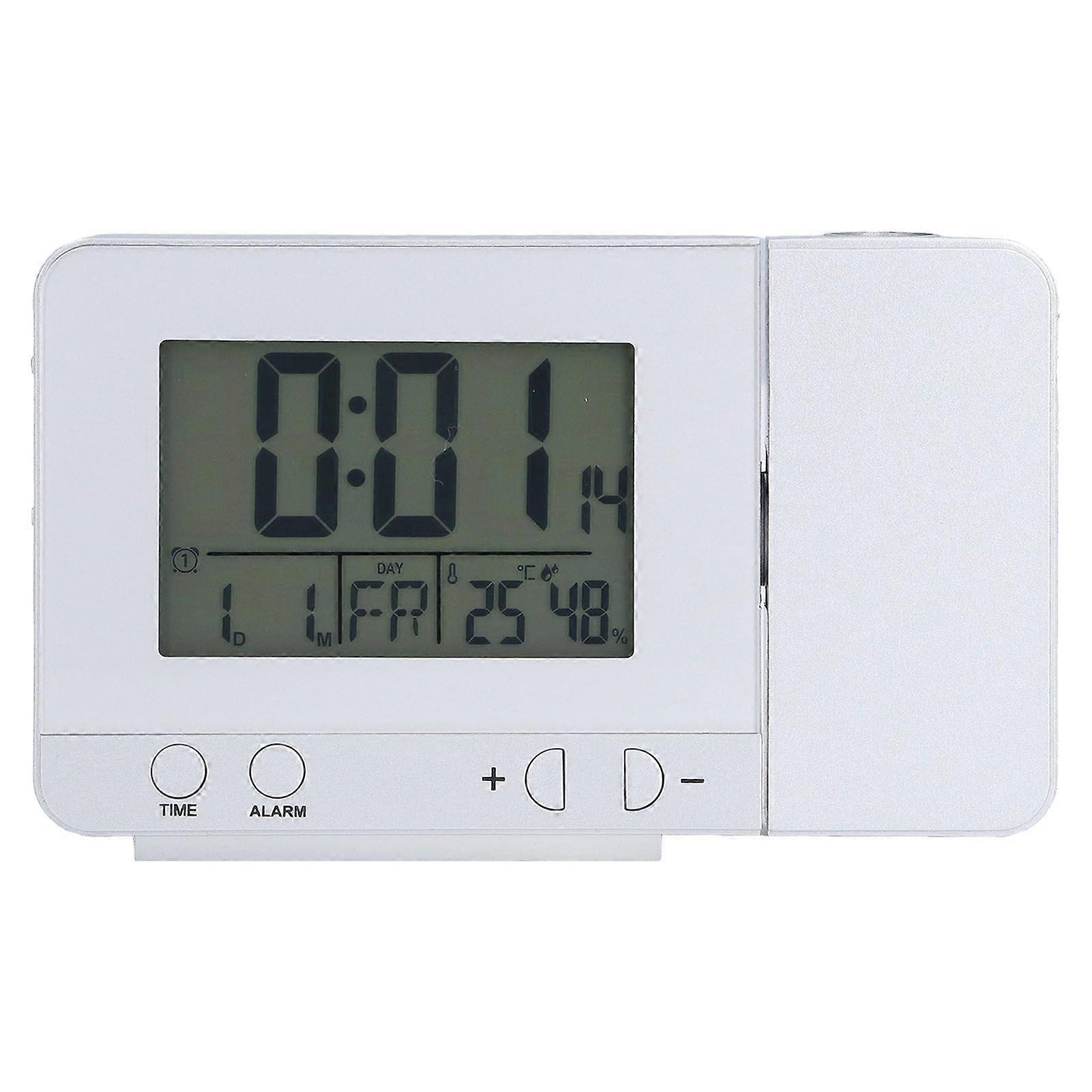 Projection Alarm Clock Backlit LED USB Charging Multifunctional Clock with Time Temperature Projection
