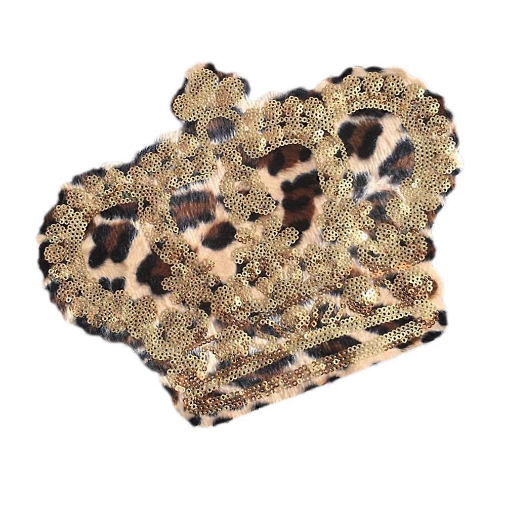 Sewing Appliques Leopard Crown Patch for Clothes Light Brown Patch Embroidery