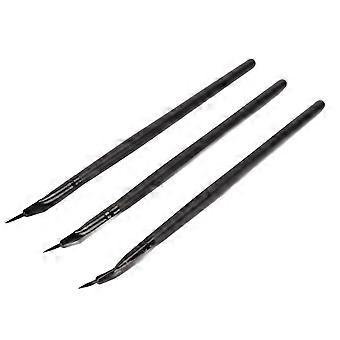 Lot de 3 pinceaux eyeliner coudés ultra fins pour définir les yeux, accessoire de maquillage professionnel pour gel et eyeliner-cr
